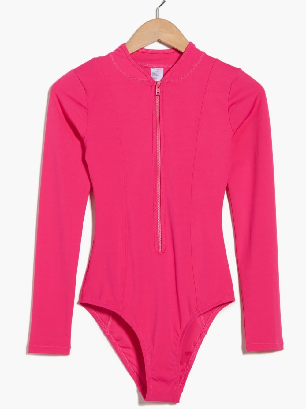 Good American Pink Long Sleeve Swimsuit